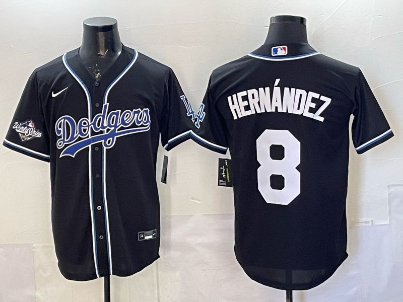 Men 2026 Nike Los Angeles Dodgers #8 Hernandez Black Game MLB Jersey 04